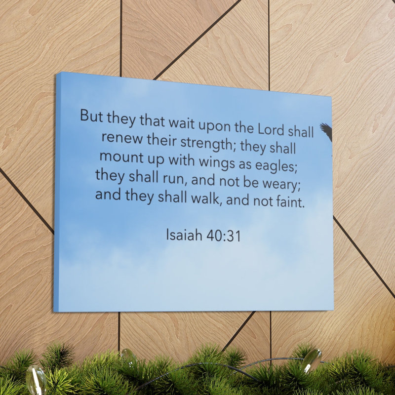Renew Leur Force Isaïe 40:31 Verset de la Bible - Art textuel sur toile tendue, H 11 po x l 14 po x P 1,25 po