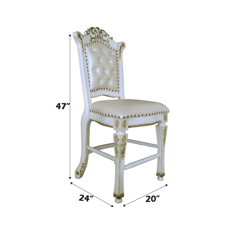 Chaise antique à hauteur de comptoir à finition perle, ensemble de 2
