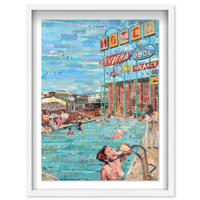 Oliver Gal Katy Hirschfeld - Riviera Motel Americana - Luxury Shadowbox Framed Wall Art, 37.5" H x 31.5" W