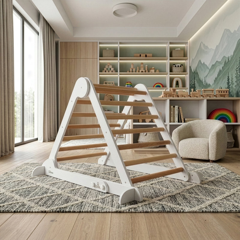 Triangle «Apprendre et grimper», Blanc doux avec naturel