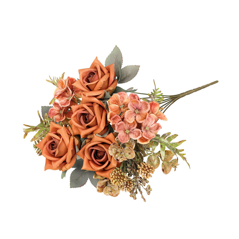 Bouquet de tiges de baies et de hortensias artificiels, Orange brun