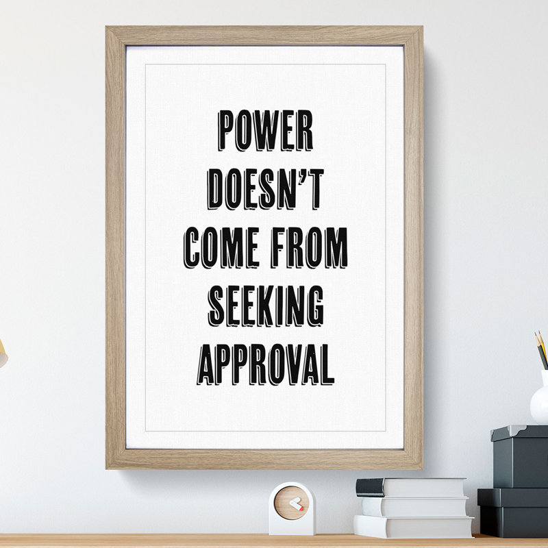 Seeking Approval - Picture Frame Typography, 65cm H x 48cm W x 2cm D, Oak