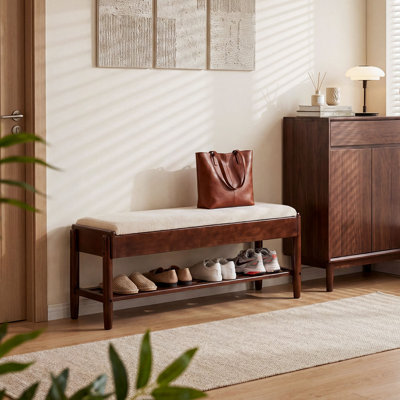 Dark Color Upholstered Storage Bench Ottoman