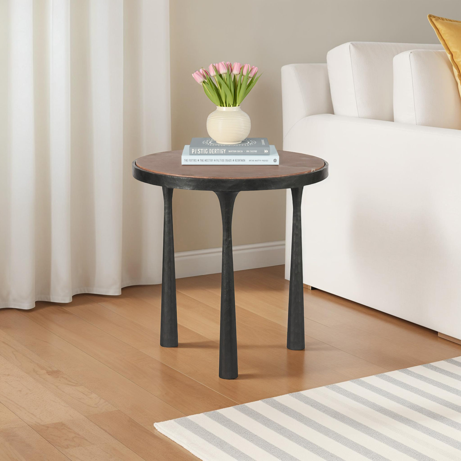 Billings End Table, Rust Top/Gray Base