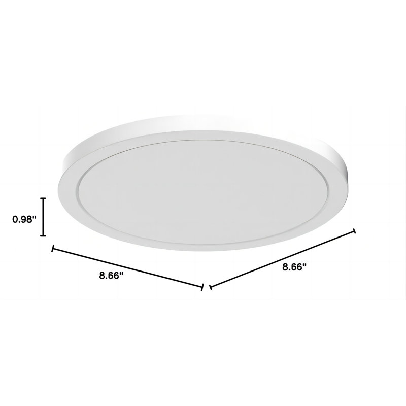 Plafonnier encastré DEL à DEL, luminaire câblé 9 pouces 18K 3000K / 4000K / 5000K 9 pouces, lampe ronde blanche ultra-mince pour porche de cuisine, couloir de chambre à coucher, escalier, sous-sol, paquet de 1 non réglable