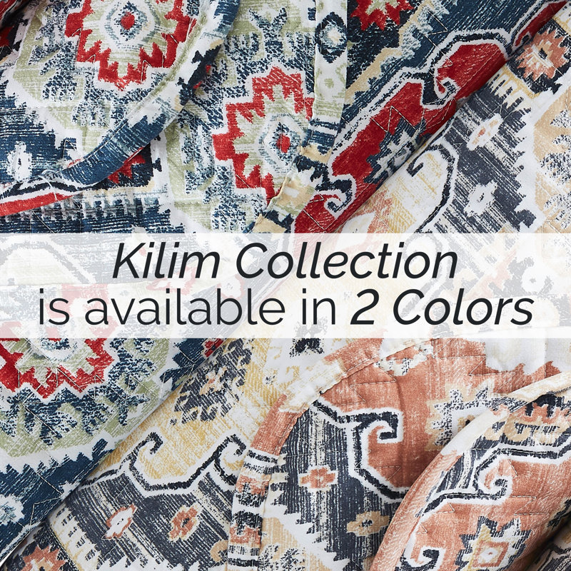 Kilim Oversized easy care lightweight Quilt Set by Southshore Fine Linens, King Quilt+ 2 King Shams, Natural