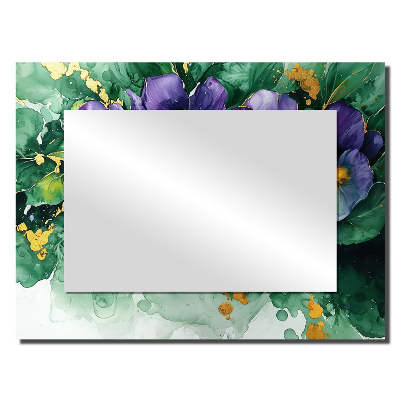 Émeraude, fleurs violettes sauvages, déplié I - art mural décoratif avec violettes - imprimé sur métal, 24 po x 32 po