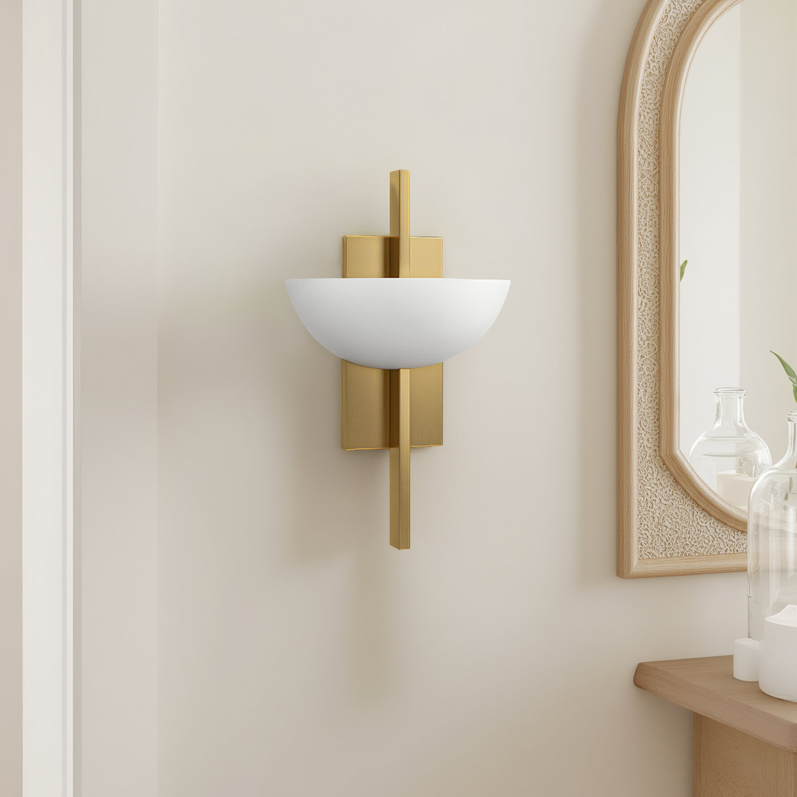 Chenery Single Light Brass Flush Mount Sconce, Brass