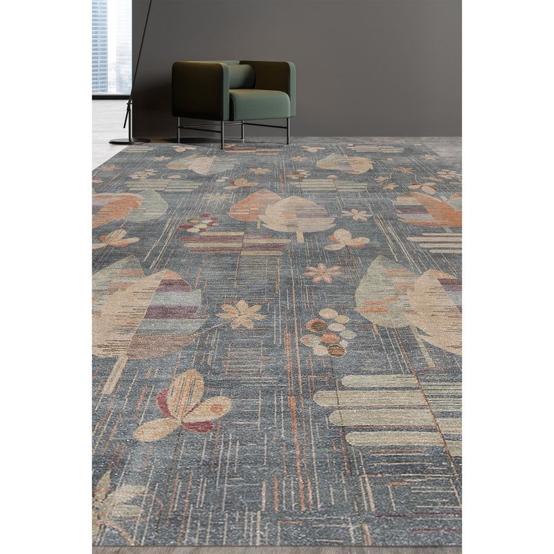 Hand-Knotted High-Quality Green Area Rug