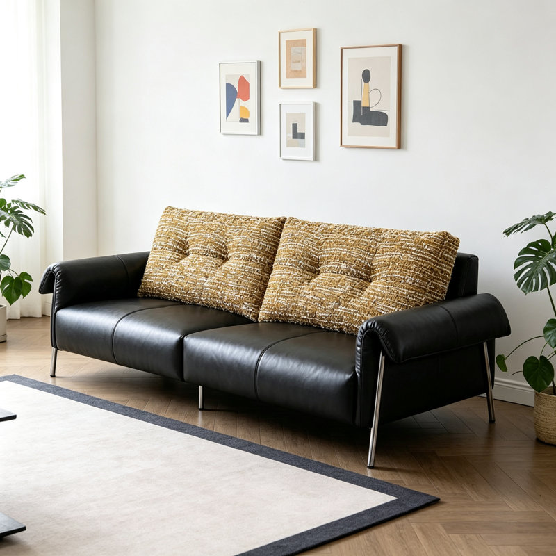 Canapé noir moderne, simple et luxueux