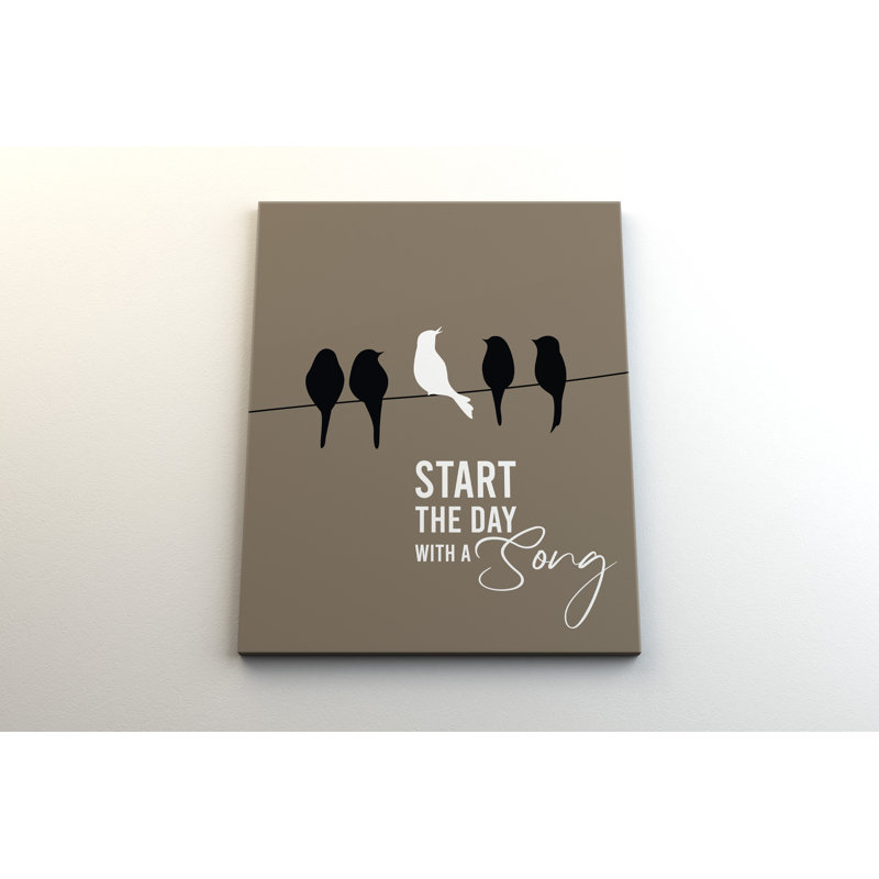 «Start the Day with a Song», reproduction d'art textuel sur toile tendue, H 36 po x l 24 po x P 3 po