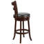 Tabouret haut en cappuccino de 26 po avec dossier échelle et siège pivotant LeatherSoft Maly-45046883