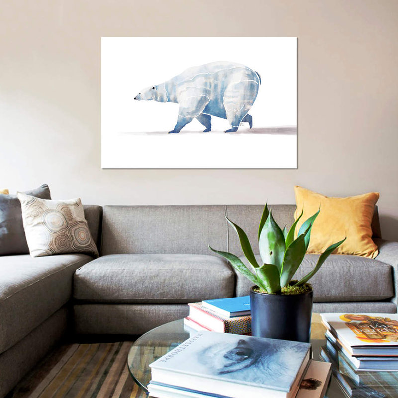 « polar bear », reproduction sur toile, H 37 po x l 37 po x P 1,5 po, Toile tendue, Pas de tapis