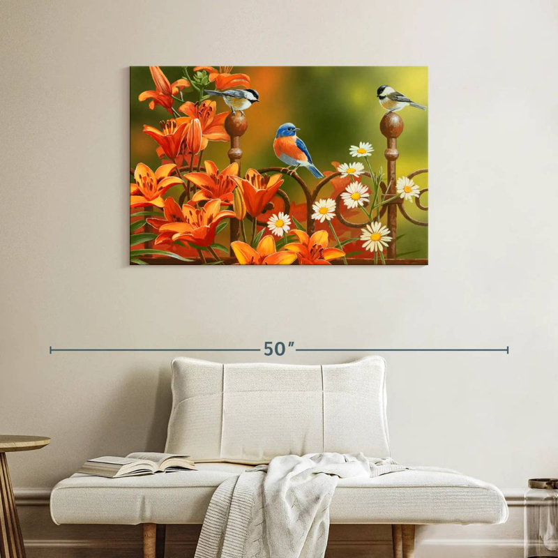 Harnek - clôture rouillée et lys, H 26 po x l 39 po