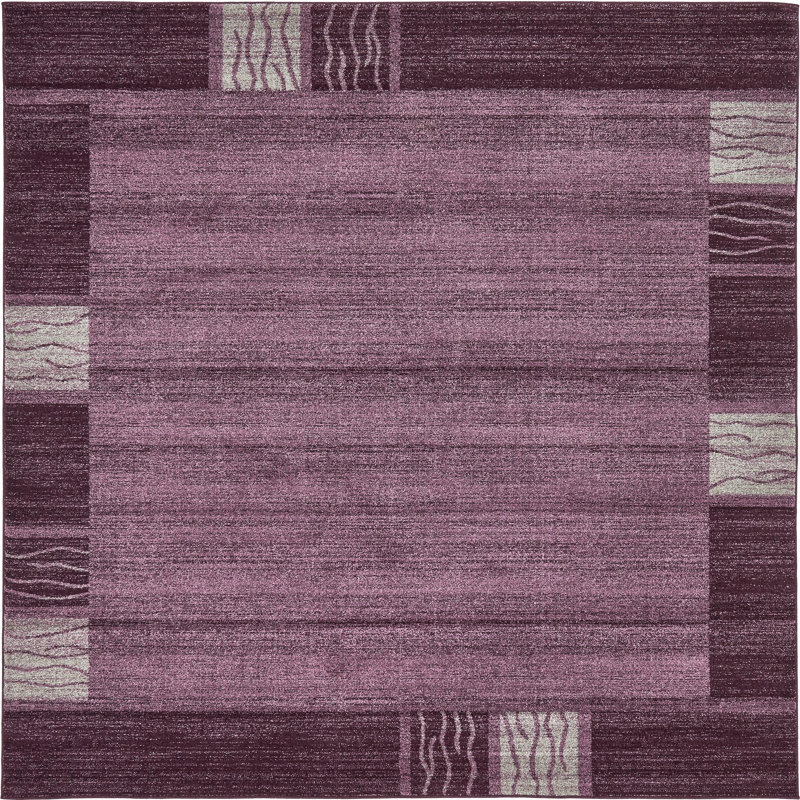 Tapis mauve à motif géométrique Sahr, Carré 7 pi 10 po