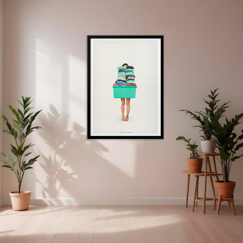 Pop Art & Retro "Laundry Basket" Framed Print Wall Art, 30" H x 20" W