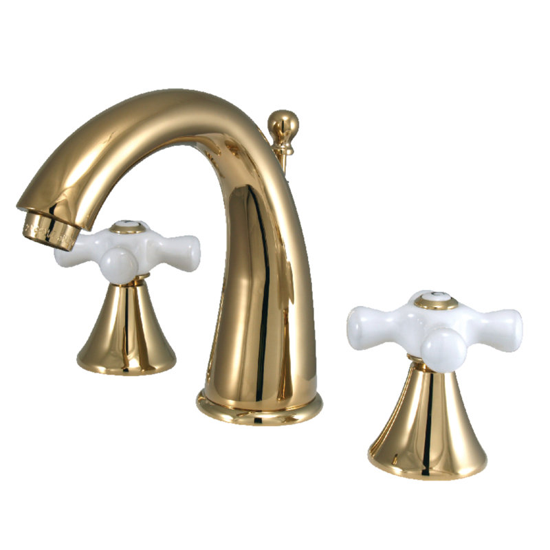 Widespread Bathroom Faucet with Drain Assembly, Polished Brass