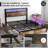 Bed Frame with 4 Storage Drawers and 2-tier Solid Wood Headboard Storage With Charging Station and LED Lights, Noise Free-1158615073
