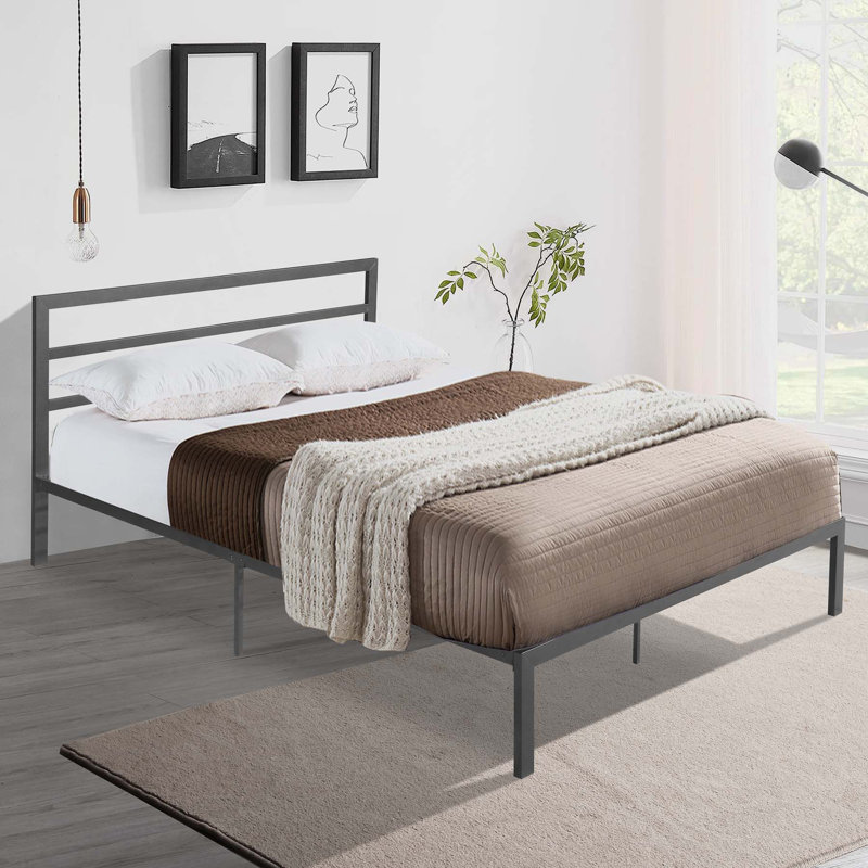 Lit en métal Krystie, Grand, Gris anthracite