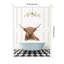 «Highland Cow in Blue Bathaign on Checker Floor» par Amy Peterson, reproduction d'art sur toile encadrée