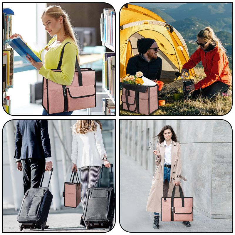 Large Utility Tote Bag with Multi Pockets Foldable Tote Bag