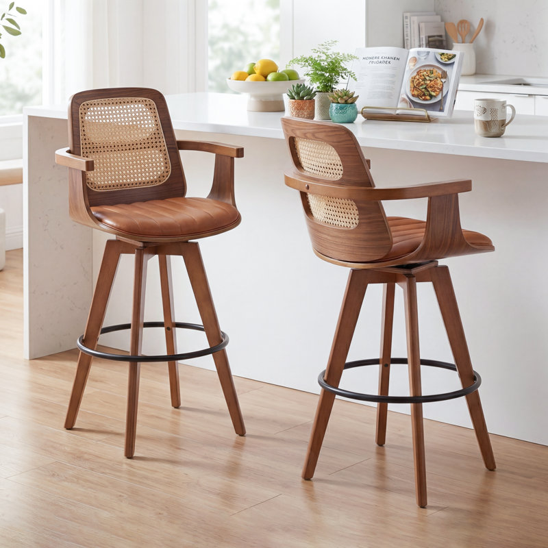 Tabouret de comptoir pivotant Clero, Brun, Tabouret de bar (siège d'une hauteur de 30 po)