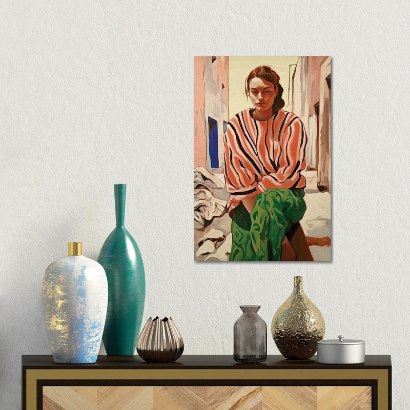 She Is Thinking I 1 Piece Wall Art on Canvas, 30.48 cm H x 45.72 cm W, No Frame