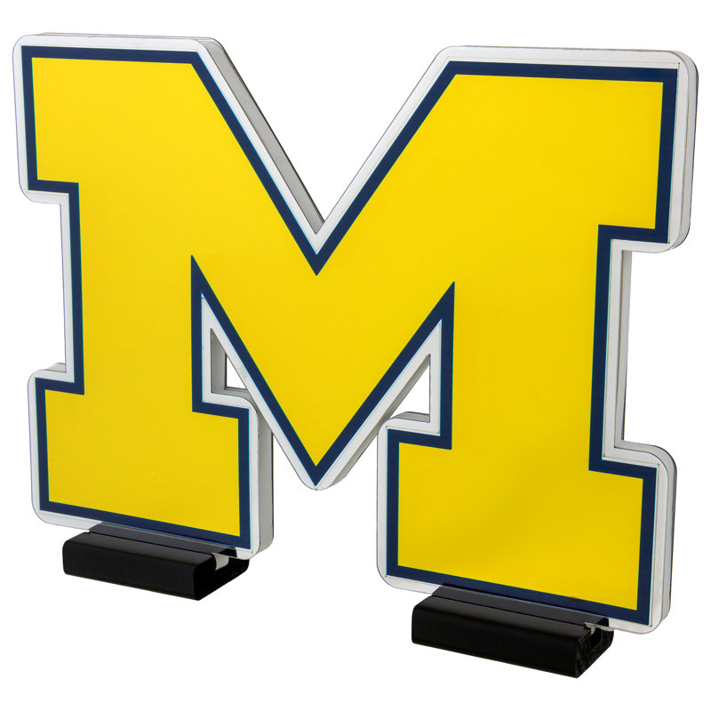 Éclairage de logo à DEL Infinity de Sport Michigan de la NCAA - Effet de lumière 3D, affichage acrylique avec prise UL et support