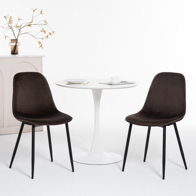 Chaise rembourrée en similicuir Kavi, Velours brun vison / noir