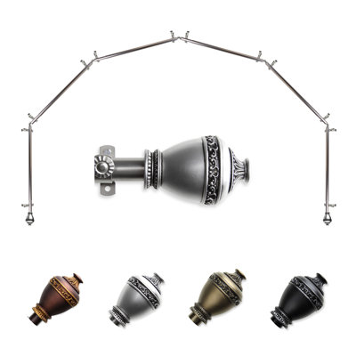 Adjustable 0.81" Bay Window Single Curtain Rod