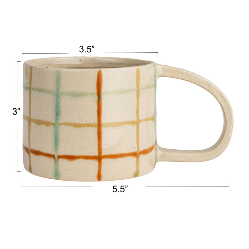 Stoneware Mug With Checkered Pattern