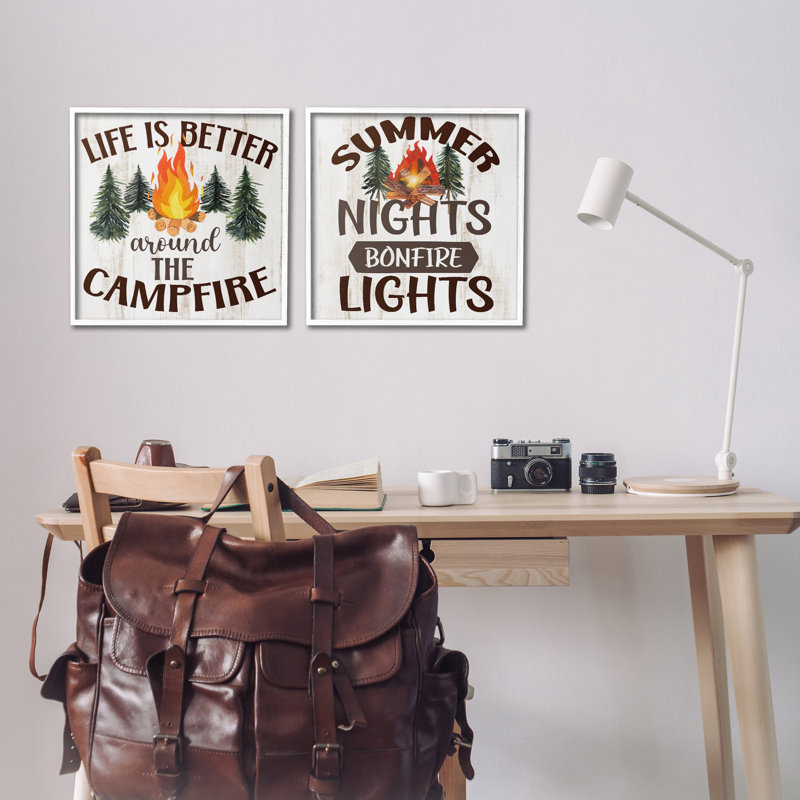 «Summer Nights Campfire», ensemble de 2 giclées d'art par Kim Allen, Estampe numérique encadrée blanc bord de mer
