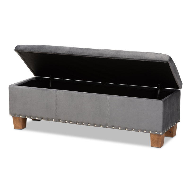 Llewellyn Velvet Ottoman, Gray
