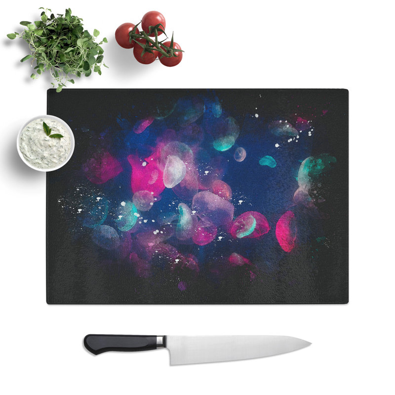 Tempered Glass Many Jellyfish Chopping Board, 20 cm x 28.5 cm