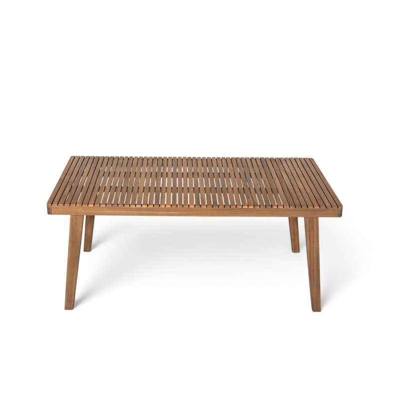 Outdoor Dining Table Of 69" Dimensions, Wood Construction, Slatted Surface For Aesthetic And Water - Flow, 300 Lbs Weight Support, Patio Focused Appearance Drainage,