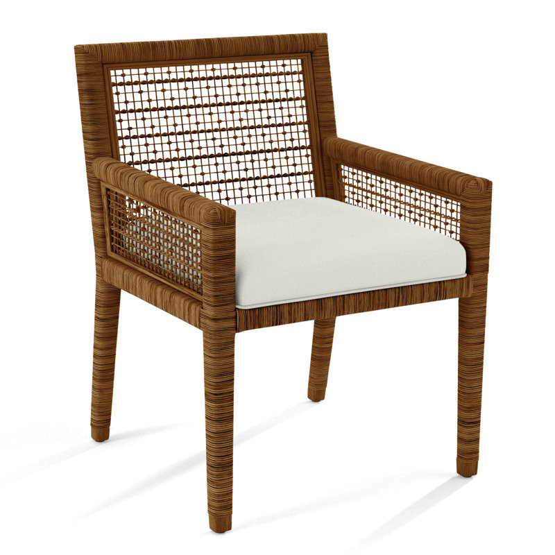 Pine Isle Arm Chair, Beige Performance Fabric; 0851-73, Honey