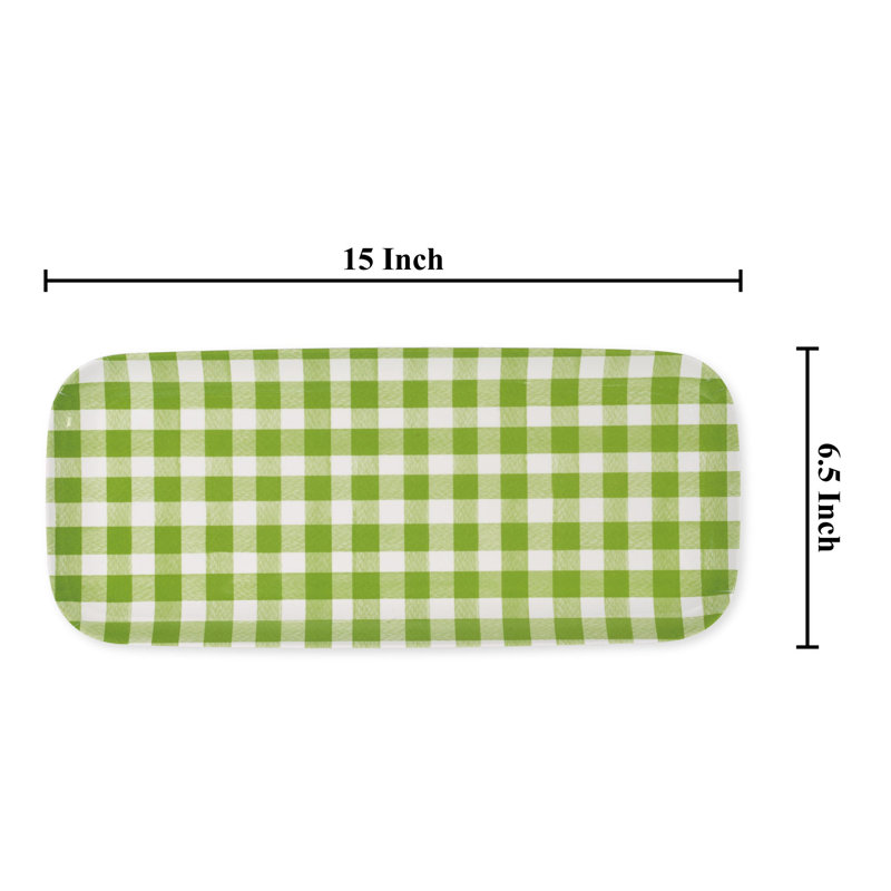 2-Piece Gingham 15" Tray, Green