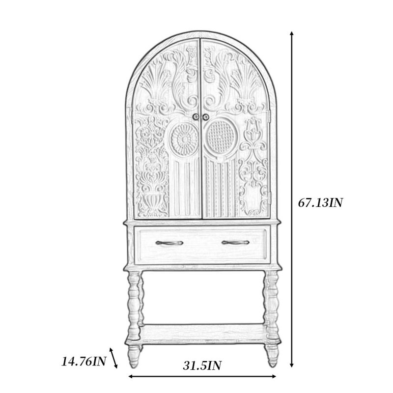 Armoire de rangement style champêtre, Blanc, bois
