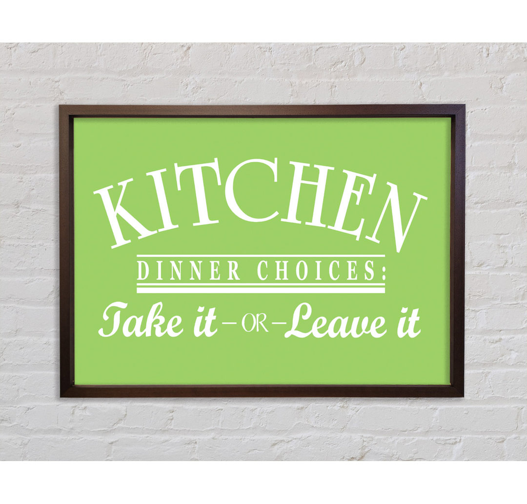 Kitchen Quote Dinner Choices Lime Green - Single Picture Frame Typography on Canvas