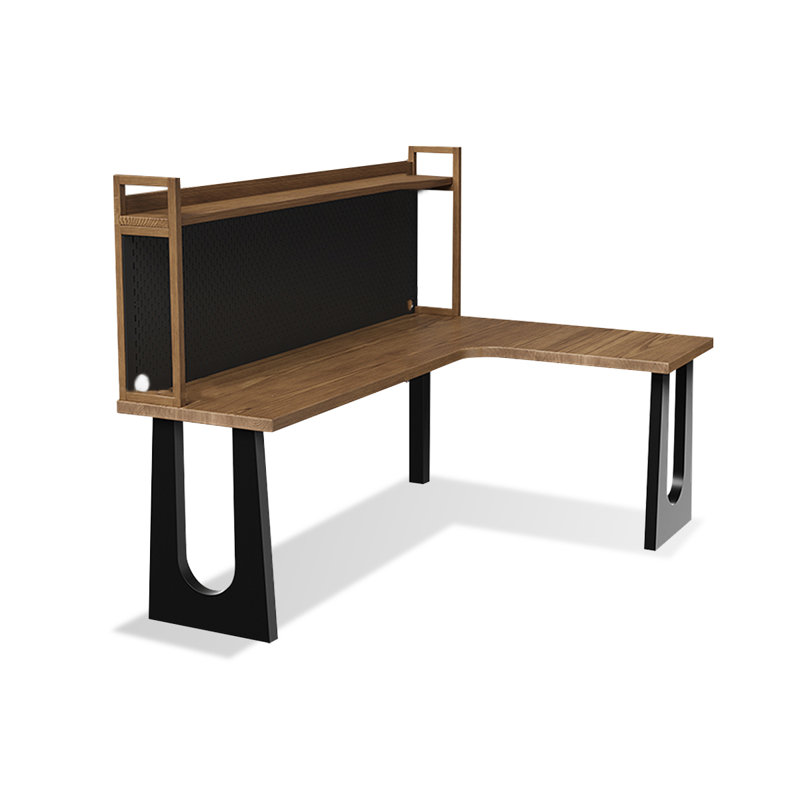 Bureau noyer + bois massif rectangulaire noir + fer, H 29,53 po x l 62,99 po x P 47,24 po, Retour à droite