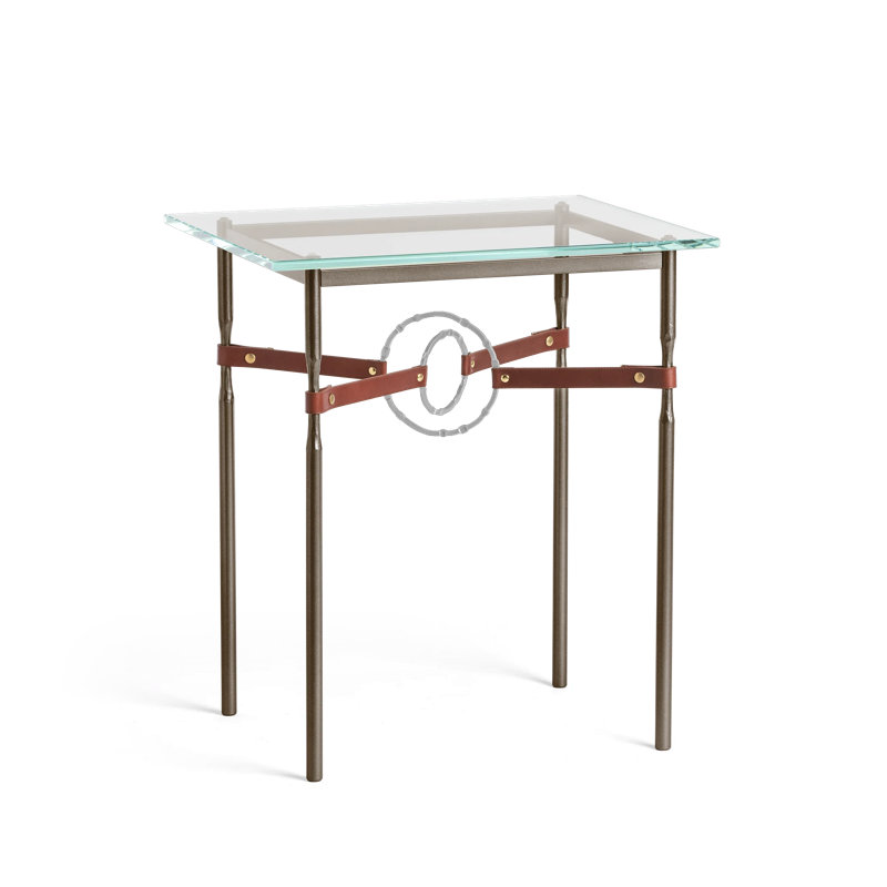 Table d'appoint Equus, Bronze, Platine rétro avec cuir brun britannique