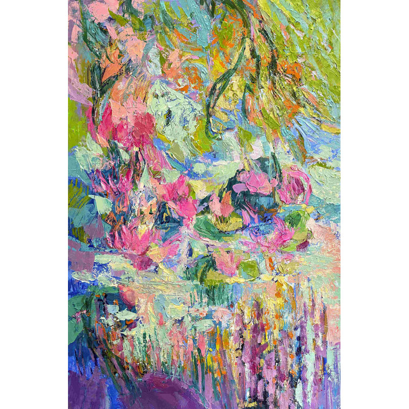 «Hot Pink Goddess II», peinture sur toile tendue, H 30 po x l 20 po
