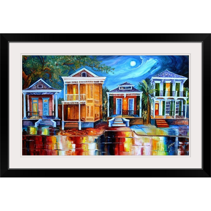 «Moon Over New Orleans» par Bebe, reproduction d'art, Cadre noir, H 23 po x l 32 po x P 1 po