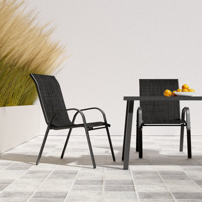 Ortonville 24"W Outdoor Stackable Dining Chairs, Densy PVC-Coated Polyester Chairs by George Oliver