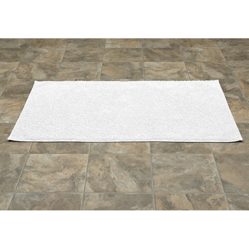 Roanoke Cotton Bath Rug with Non-Slip Backing, White, 24" x 40"