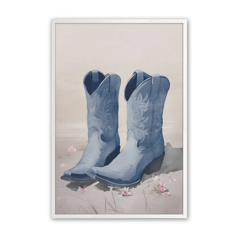 «Cowboy Essentials» en bleu avec imprimé I, Blanc opaque, H 21 po x l 17 po