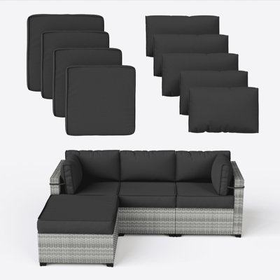 Ensemble de housse de coussin d'extérieur 9 po 9 pièces 9 pièces (ensemble de 3 sièges, 5 dossiers, 1 repose-pieds)