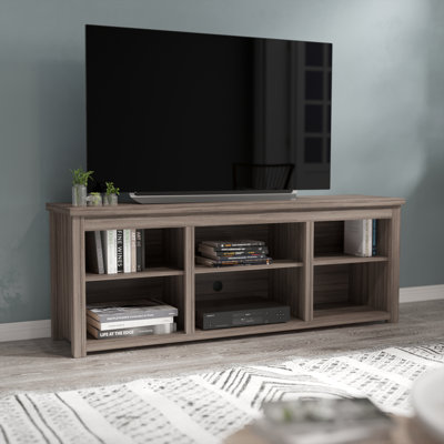 Meuble télé Hatteras pour téléviseur de 80 po ou moins avec 6 compartiments de rangement ouverts