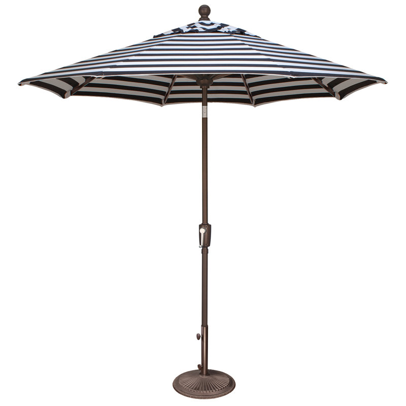 Parasol de marché 90 po Bigsby, Bronze, 93.5"H x 90"W x 90" D, Black/White Striped Sunbrella®
