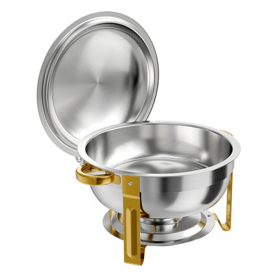 6QT Stainless Steel Chafing Dish Set, Round Stackable Buffet Servers with Fuel Holders, Ideal for Catering, Weddings, Banquets, and Parties